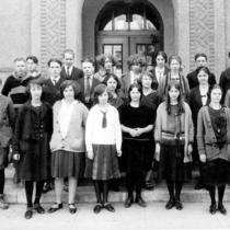 Male and female students posing for photograph.