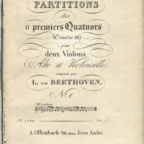 Partitions des 6 premiers quatuors (oeuvre 18) pour deux violons, alto et violoncelle : No. 1