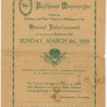 Beethoven Männerchor invites its members and their friends to participate in the musical entertainment to be given at Beethoven Hall, Sunday, March 9th, 1919, San Antonio, TX