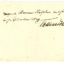 Handwritten receipt signed by Ferdinand Hiller