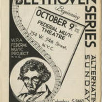  Beethoven series, alternating Sundays beginning October 9th, [1938], 8:45 p.m., Federal Music Theatre, 254 W. 54th Street, N.Y.C.