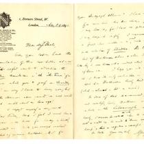 Autograph letter signed from August Jaeger to Constance Bache