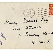 Envelope for autograph letter from Myra Hess