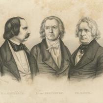 Beethoven, flanked by Kaulbach and Rauch