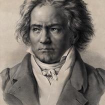 Lithographed portrait of Beethoven by Fischer copied from Klöber