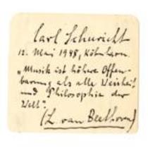 Autograph quote by Beethoven in hand of Carl Schuricht